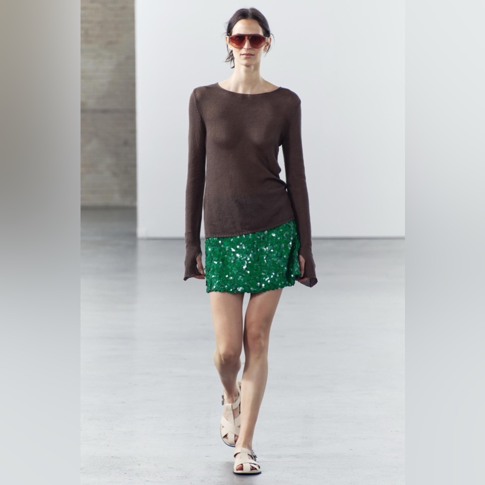 Green Sequin Mini Skirt NWT